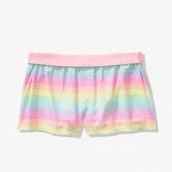 COPY - NWT VS Pink Rainbow Stripe Flannel Boxer S… - Picture 1 of 3